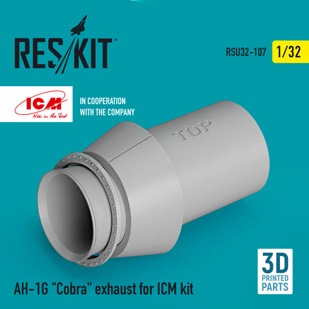 Bell AH-1G Cobra Exhaust for ICM kit (3D Printed) Scale 1:32 ResKit RSU32-0107 for Helicopters Model Kit