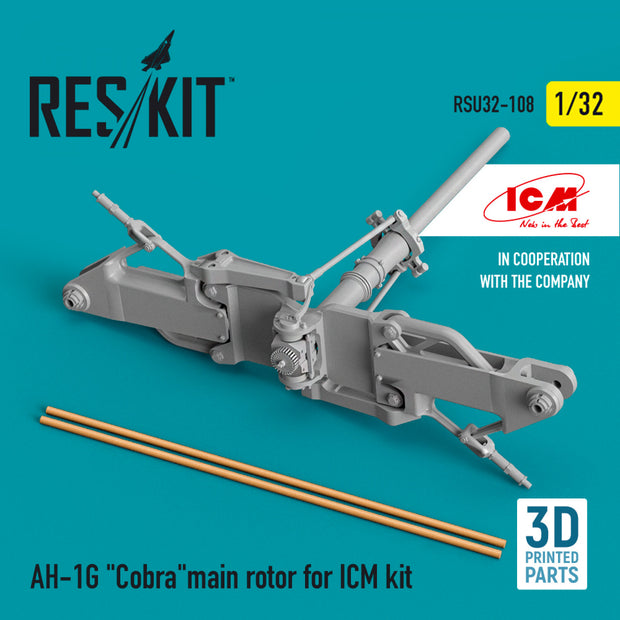 Bell AH-1G Cobra Main Rotor for ICM kit (3D Printed) Scale 1:32 ResKit RSU32-0108 for Helicopters Model Kit
