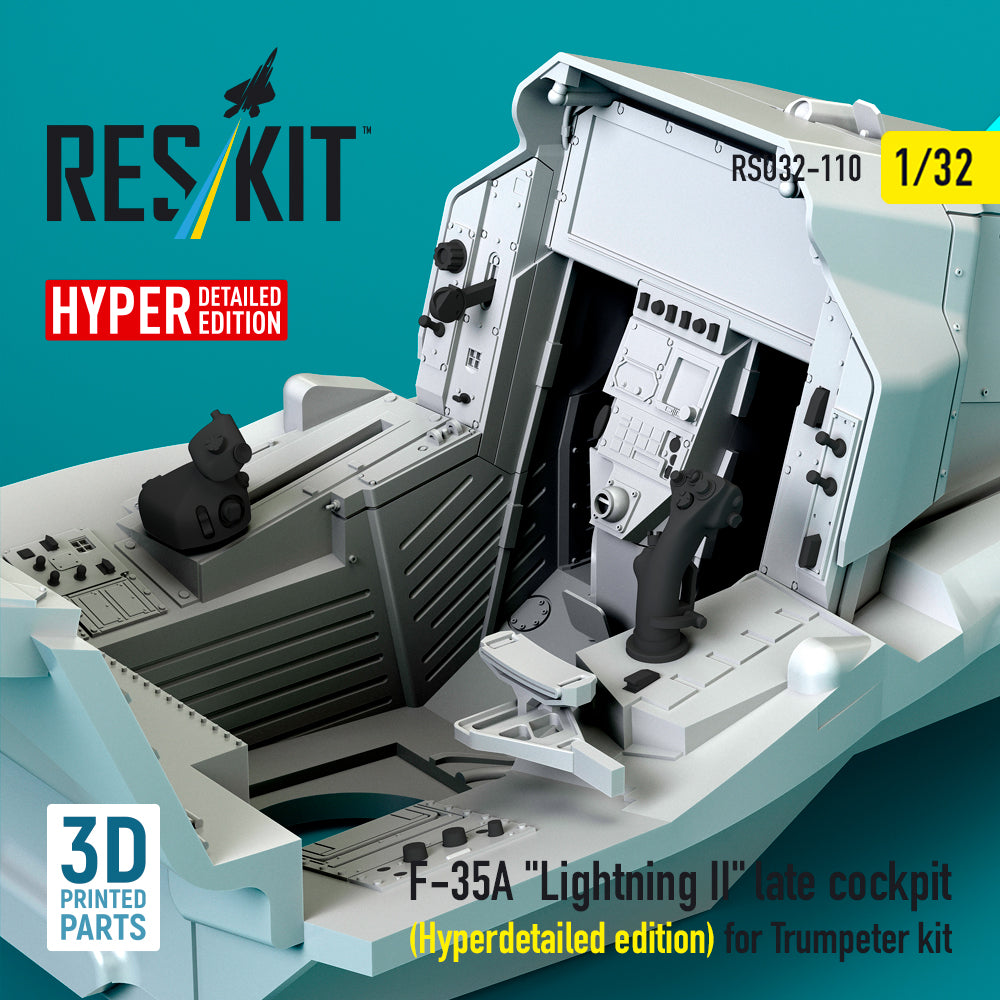 F-35A Lightning II late cockpit (Hyperdetailed edition) for Trumpeter kit (3D Printed) Scale 1:32 ResKit RSU32-0110