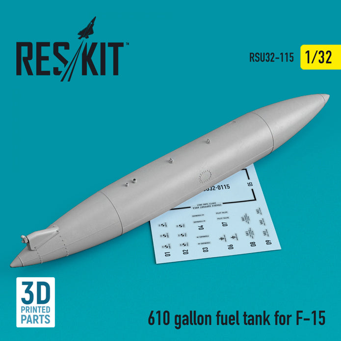 610 Gallon Fuel Tank for McDonnell Douglas F-15 (1 pcs) (3D printing) Scale 1:32 ResKit RSU32-0115 for Aircraft Model Kit