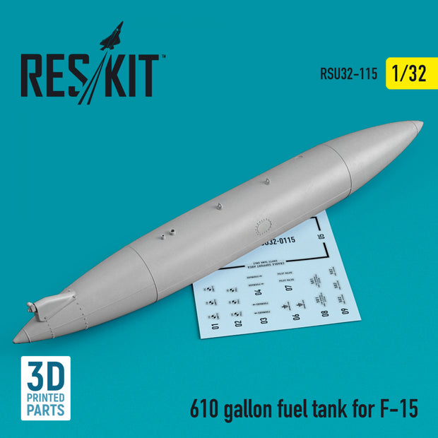 610 Gallon Fuel Tank for McDonnell Douglas F-15 (1 pcs) (3D printing) Scale 1:32 ResKit RSU32-0115 for Aircraft Model Kit