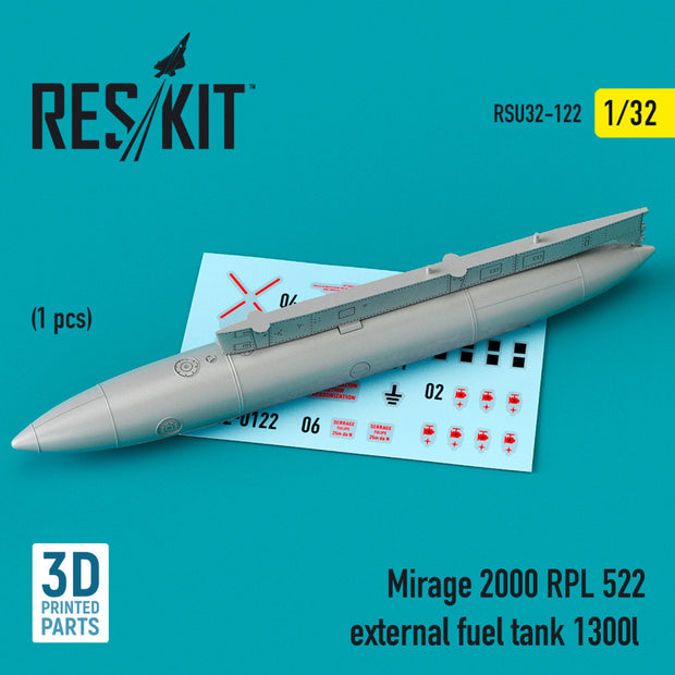 Dassault Mirage 2000 RPL 522 External Fuel Tank 1300lt (3D Printing) Scale 1:32 ResKit RSU32-0122 for Aircraft Model Kit