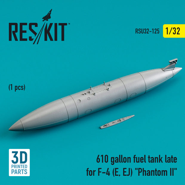 610 Gallon Fuel Tank late for McDonnell Douglas F-4 (E, EJ) Phantom II (3D printing) Scale 1:32 ResKit RSU32-0125 for Aircraft Model Kit