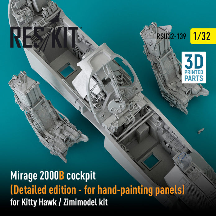 Dassault Mirage 2000B Cockpit (Detailed edition) for Kitty Hawk / Zimimodel kit (3D Printed) Scale 1:32 ResKit RSU32-0139