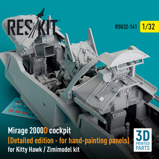 Dassault Mirage 2000D Cockpit (Detailed edition) for Kitty Hawk / Zimimodel kit (3D Printed) Scale 1:32 ResKit RSU32-0141 for Aircraft Model Kit