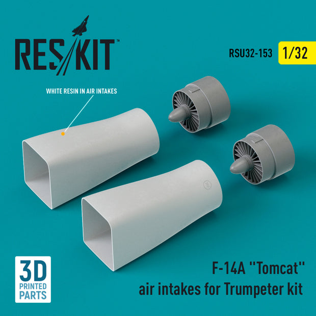 Grumman F-14A Tomcat Air Intakes for Trumpeter kit (3D Printed) Scale 1:32 ResKit RSU32-0153 for Aircraft Model Kit