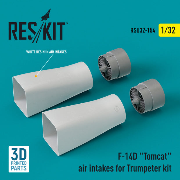 Grumman F-14D Tomcat Air Intakes for Trumpeter kit (3D Printed) Scale 1:32 ResKit RSU32-0154 for Aircraft Model Kit