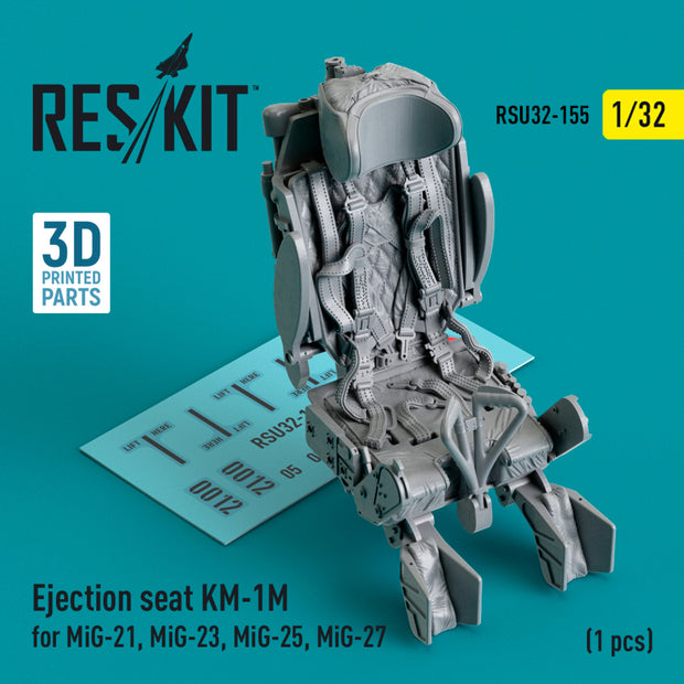 Ejection Seat KM-1M for MiG-21, MiG-23, MiG-25, MiG-27 (1 pcs) (3D Printed) Scale 1:32 ResKit RSU32-0155 for Aircraft Model Kit