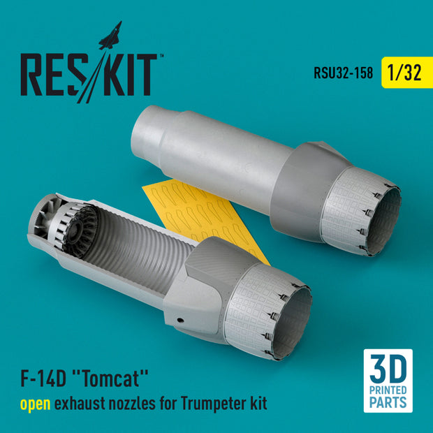 Grumman F-14D Tomcat open Exhaust Nozzles for Trumpeter kit (3D Printed) Scale 1:32 ResKit RSU32-0158 for Aircraft Model Kit