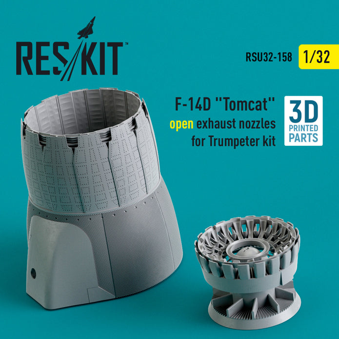 Grumman F-14D Tomcat open Exhaust Nozzles for Trumpeter kit (3D Printed) Scale 1:32 ResKit RSU32-0158 for Aircraft Model Kit