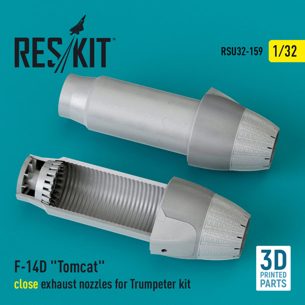 Grumman F-14D Tomcat close Exhaust Nozzles for Trumpeter kit (3D Printed) Scale 1:32 ResKit RSU32-0159 for Aircraft Model Kit