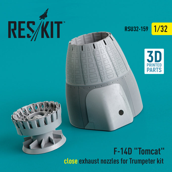 Grumman F-14D Tomcat close Exhaust Nozzles for Trumpeter kit (3D Printed) Scale 1:32 ResKit RSU32-0159 for Aircraft Model Kit