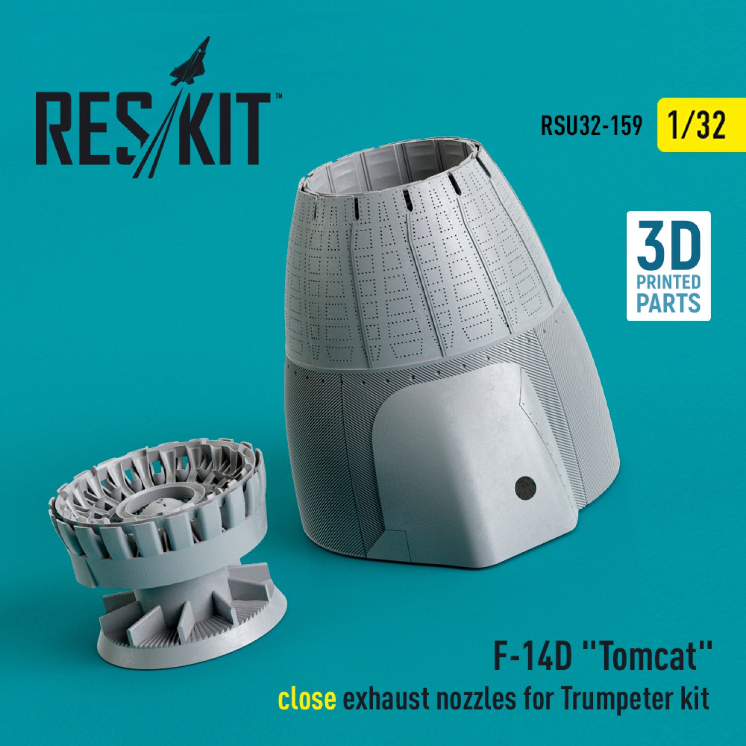 Grumman F-14D Tomcat close Exhaust Nozzles for Trumpeter kit (3D Printed) Scale 1:32 ResKit RSU32-0159 for Aircraft Model Kit