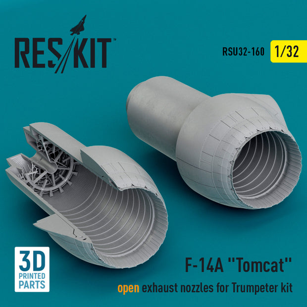 Grumman F-14A Tomcat open Exhaust Nozzles for Trumpeter kit (3D Printed) Scale 1:32 ResKit RSU32-0160 for Aircraft Model Kit