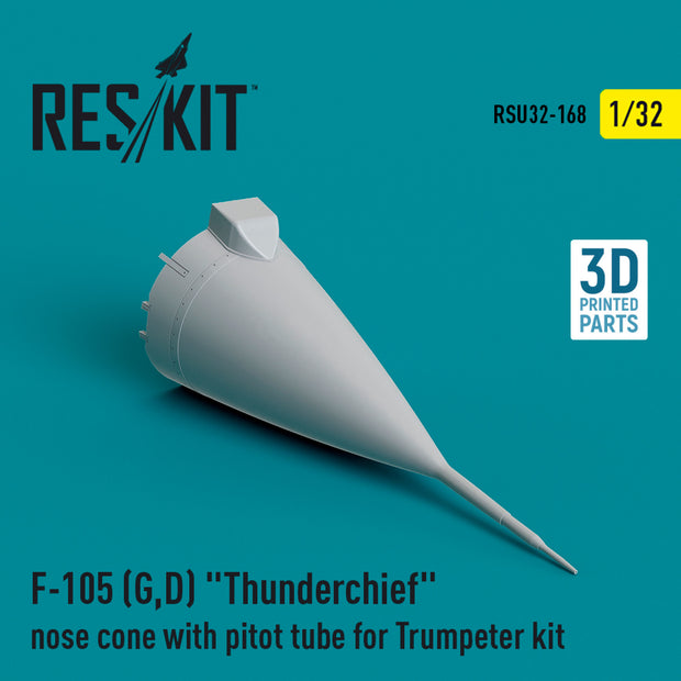 Republic F-105 (G,D) Thunderchief nose cone with pitot tube for Trumpeter kit (3D Printed) Scale 1:32 ResKit RSU32-0168 for Aircraft Model Kit