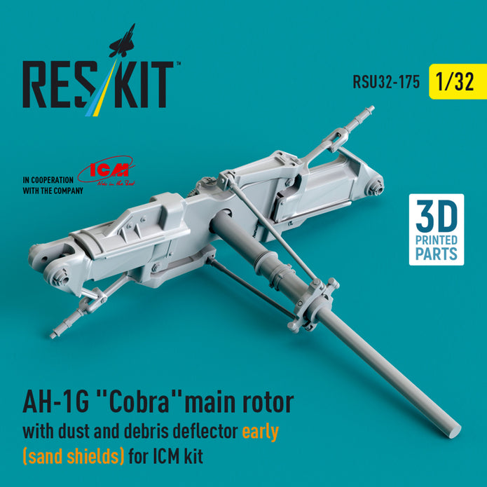 Bell AH-1G Cobra Main Rotor with dust and debris deflector (sand shields) early version for ICM kit (3D Printed) Scale 1:32 ResKit RSU32-0175 for Helicopters Model Kit