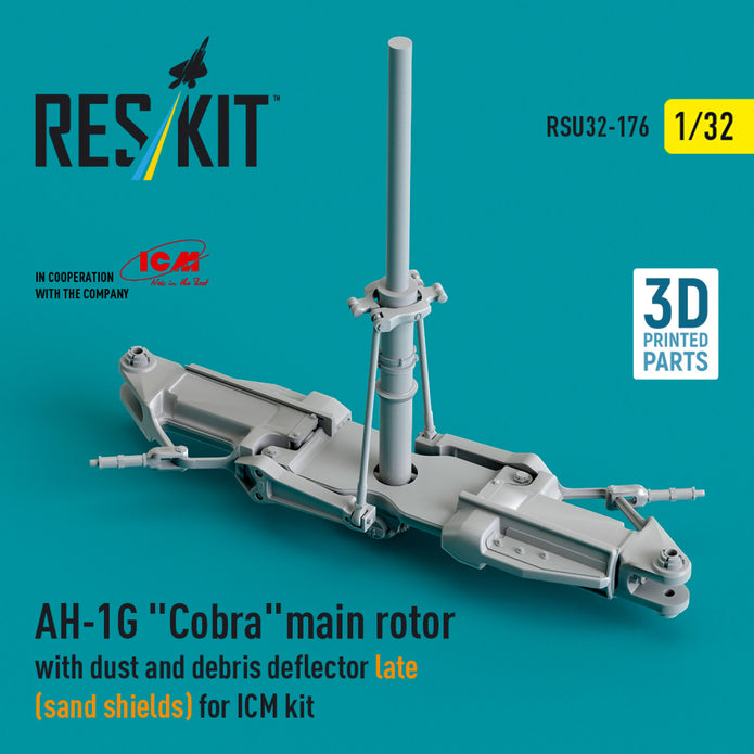 Bell AH-1G Cobra Main Rotor with dust and debris deflector (sand shields) late version for ICM kit (3D Printed) Scale 1:32 ResKit RSU32-0176 for Helicopters Model Kit