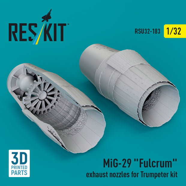 MiG-29 Fulcrum Exhaust Nozzles for Trumpeter kit (3D Printed) Scale 1:32 ResKit RSU32-0183 for Aircraft Model Kit