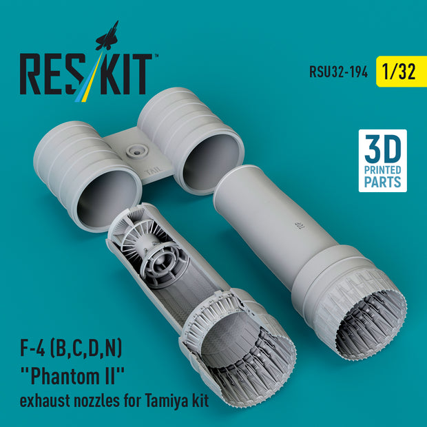 McDonnell Douglas F-4 (B, C, D, N) Phantom II Exhaust Nozzles for Tamiya kit (3D Printed) Scale 1:32 ResKit RSU32-0194 for Aircraft Model Kit