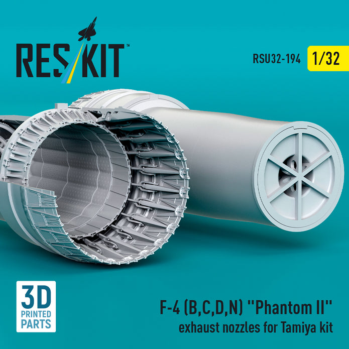 McDonnell Douglas F-4 (B, C, D, N) Phantom II Exhaust Nozzles for Tamiya kit (3D Printed) Scale 1:32 ResKit RSU32-0194 for Aircraft Model Kit