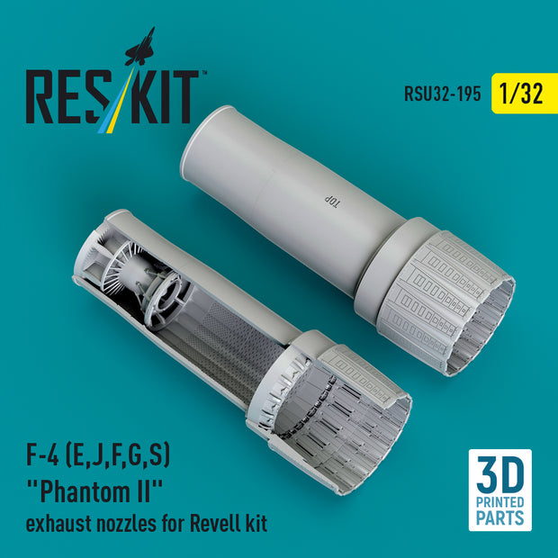 McDonnell Douglas F-4 (E, J, F, G, S) Phantom II Exhaust Nozzles for Revell kit (3D Printed) Scale 1:32 ResKit RSU32-0195 for Aircraft Model Kit