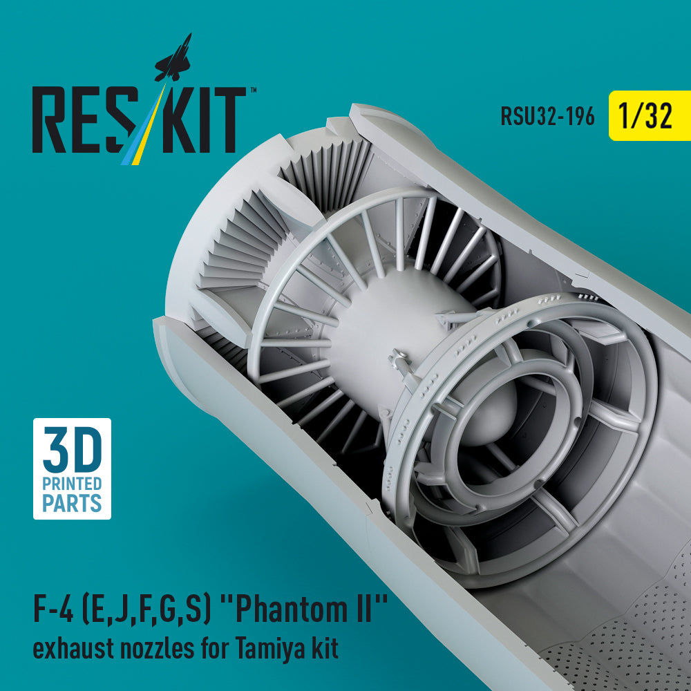 McDonnell Douglas F-4 (E, J, F, G, S) Phantom II Exhaust Nozzles for Tamiya kit (3D Printed) Scale 1:32 ResKit RSU32-0196 for Aircraft Model Kit
