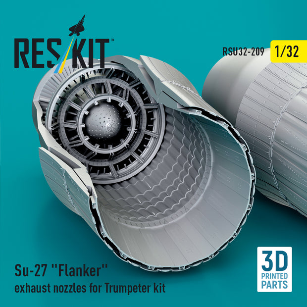 Su-27 Flanker exhaust nozzles for Trumpeter kit (3D Printed) Scale 1:32 ResKit RSU32-0209