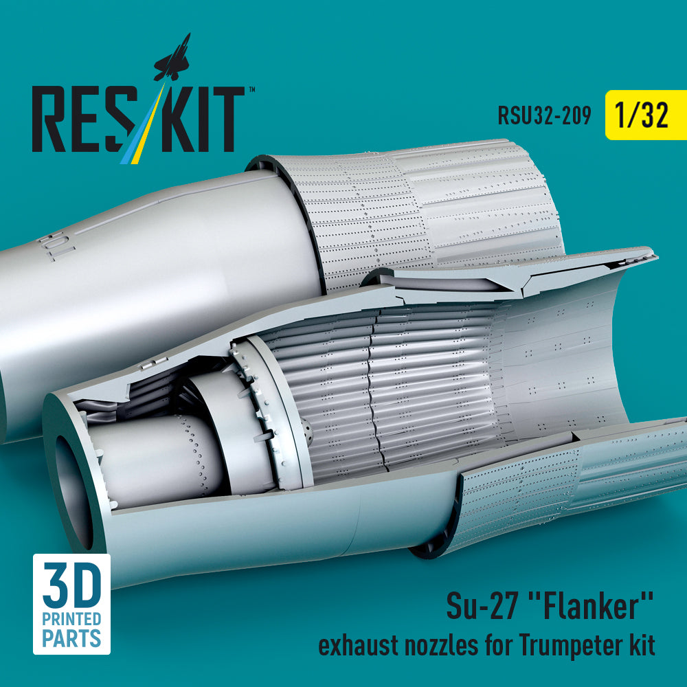 Su-27 Flanker exhaust nozzles for Trumpeter kit (3D Printed) Scale 1:32 ResKit RSU32-0209