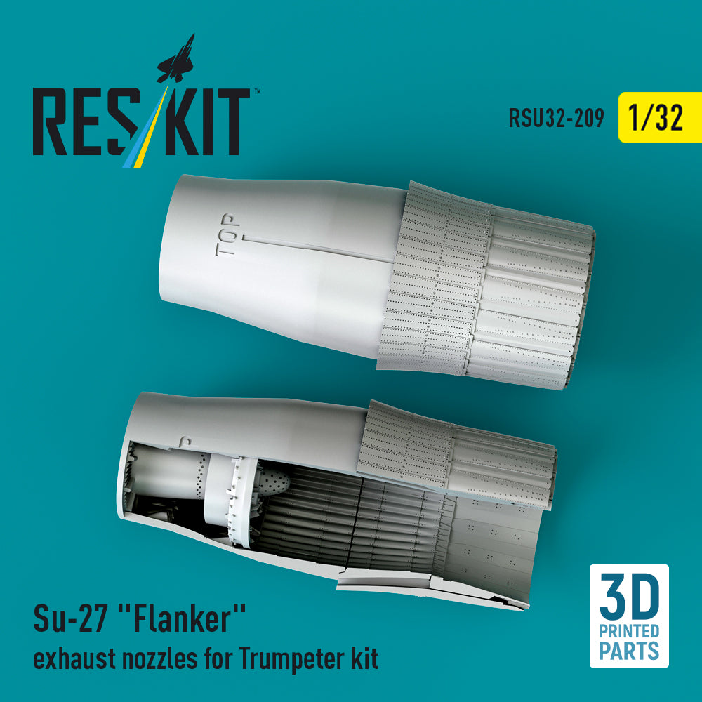 Su-27 Flanker exhaust nozzles for Trumpeter kit (3D Printed) Scale 1:32 ResKit RSU32-0209