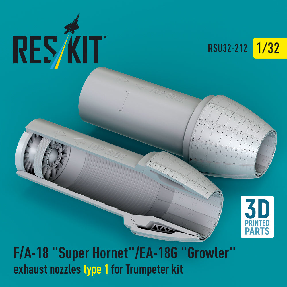 F/A-18 Super Hornet/EA-18G Growler exhaust nozzles type 1 for Trumpeter kit (3D Printed) Scale 1:32 ResKit RSU32-0212