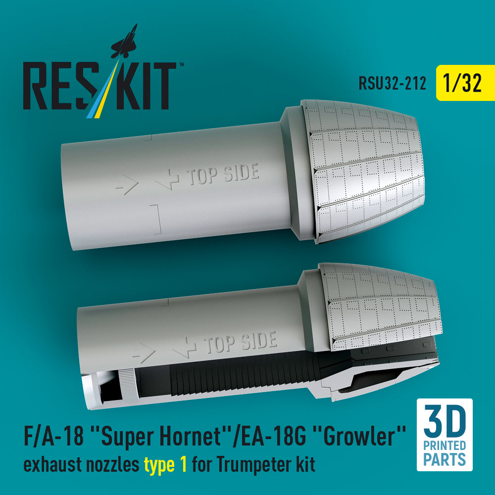 F/A-18 Super Hornet/EA-18G Growler exhaust nozzles type 1 for Trumpeter kit (3D Printed) Scale 1:32 ResKit RSU32-0212
