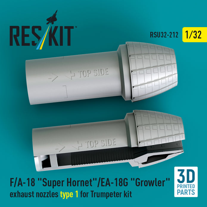 F/A-18 Super Hornet/EA-18G Growler exhaust nozzles type 1 for Trumpeter kit (3D Printed) Scale 1:32 ResKit RSU32-0212