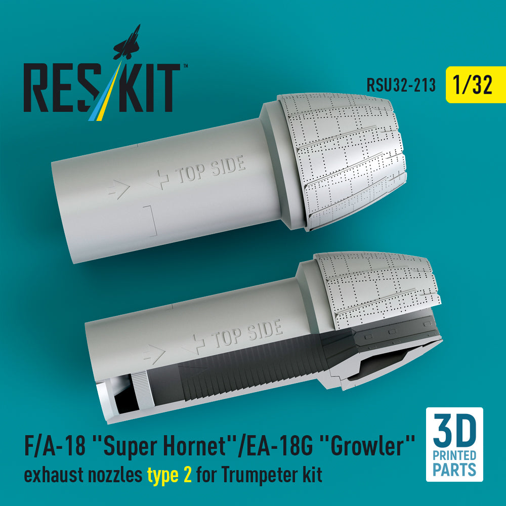 F/A-18 Super Hornet/EA-18G Growler exhaust nozzles type 2 for Trumpeter kit (3D Printed) Scale 1:32 ResKit RSU32-0213