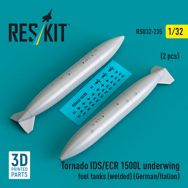 Tornado IDS/ECR 1500L underwing fuel tanks (welded) (German AF / Italian AF) (2 pcs) (3D Printed) Scale 1:32 ResKit RSU32-0235