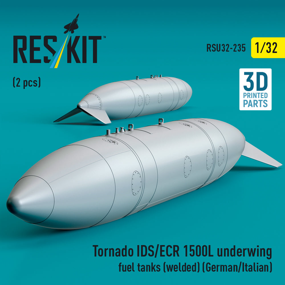 Tornado IDS/ECR 1500L underwing fuel tanks (welded) (German AF / Italian AF) (2 pcs) (3D Printed) Scale 1:32 ResKit RSU32-0235