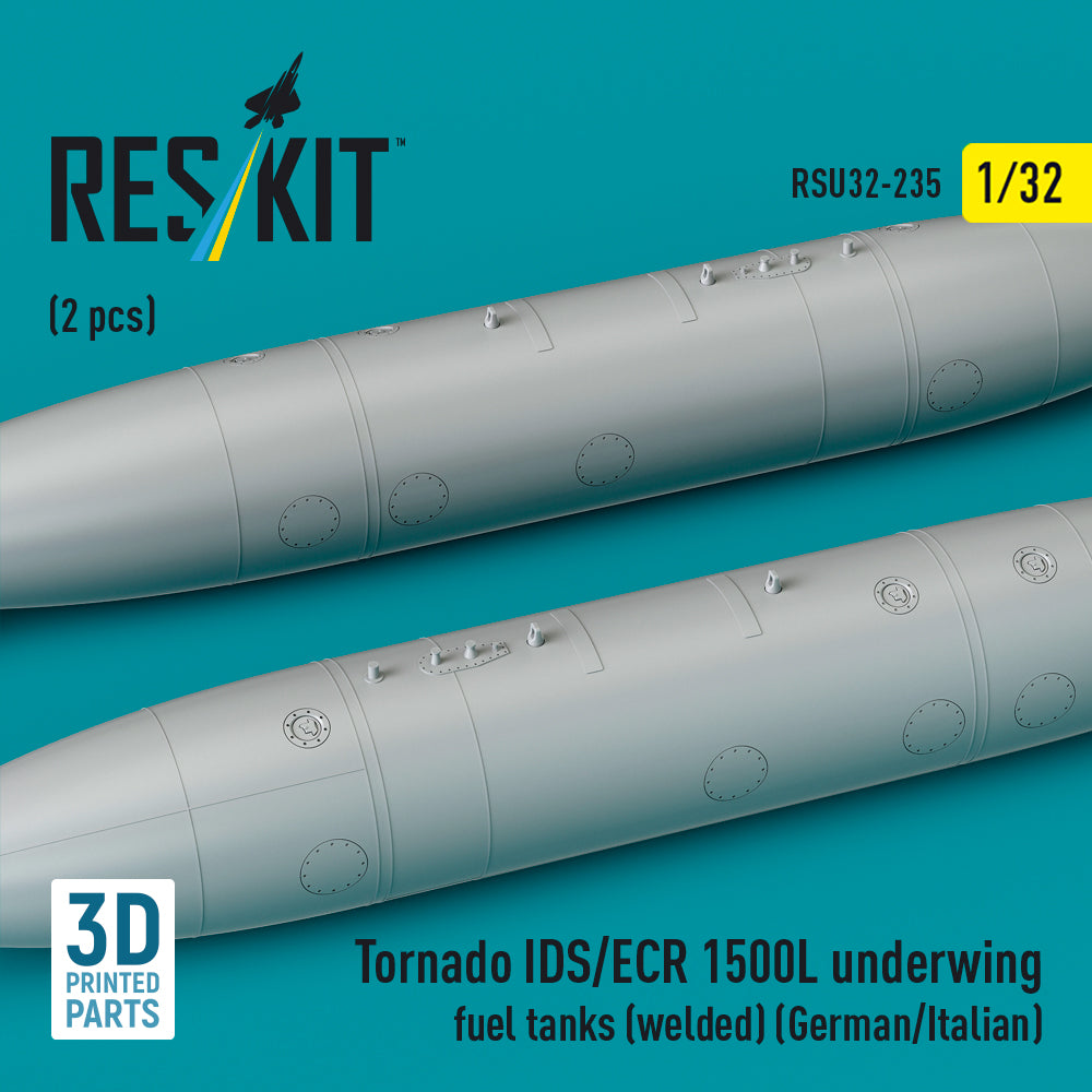Tornado IDS/ECR 1500L underwing fuel tanks (welded) (German AF / Italian AF) (2 pcs) (3D Printed) Scale 1:32 ResKit RSU32-0235