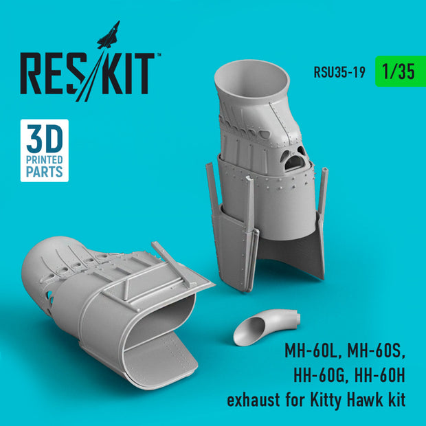Sikorsky MH-60L, MH-60S, HH-60G, HH-60H Exhaust for Kitty Hawk kit (3D printing) Scale 1:35 ResKit RSU35-0019 for Helicopters Model Kit