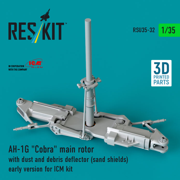 Bell AH-1G Cobra Main Rotor with dust and debris deflector (sand shields) early version for ICM kit (3D Printed) Scale 1:35 ResKit RSU35-0032 for Helicopters Model Kit