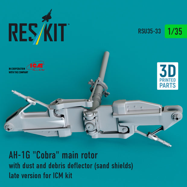 Bell AH-1G Cobra Main Rotor with dust and debris deflector (sand shields) late version for ICM kit (3D Printed) Scale 1:35 ResKit RSU35-0033 for Helicopters Model Kit