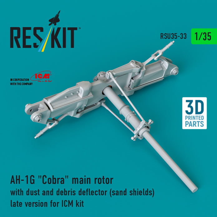 Bell AH-1G Cobra Main Rotor with dust and debris deflector (sand shields) late version for ICM kit (3D Printed) Scale 1:35 ResKit RSU35-0033 for Helicopters Model Kit