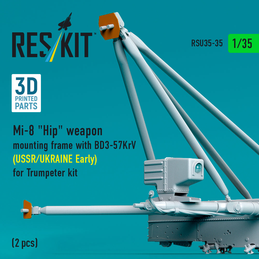 Mi-8 Hip weapon mounting frame with BD3-57KrV (USSR/UKRAINE Early) for Trumpeter kit (2 pcs) (3D Printed) Scale 1:35 ResKit RSU35-0035
