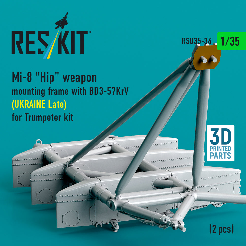 Mi-8 Hip weapon mounting frame with BD3-57KrV (UKRAINE Late) for Trumpeter kit (2 pcs) (3D Printed) Scale 1:35 ResKit RSU35-0036