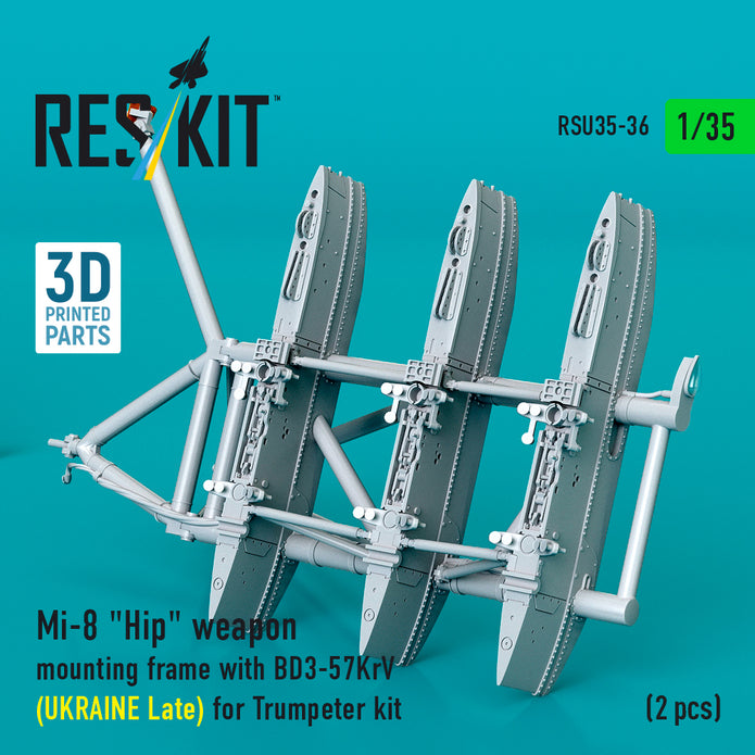 Mi-8 Hip weapon mounting frame with BD3-57KrV (UKRAINE Late) for Trumpeter kit (2 pcs) (3D Printed) Scale 1:35 ResKit RSU35-0036