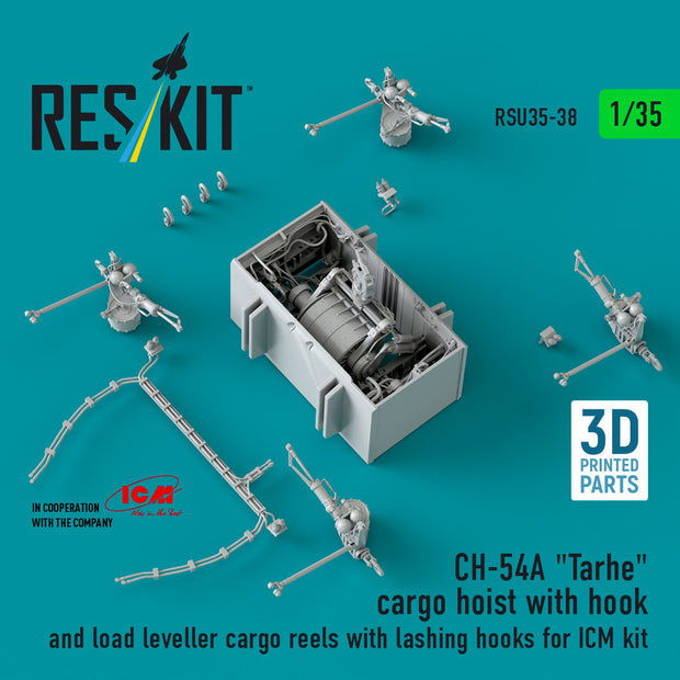 CH-54A Tarhe cargo hoist with hook and load leveller cargo reels with lashing hooks for ICM kit (3D Printed) Scale 1:35 ResKit RSU35-0038