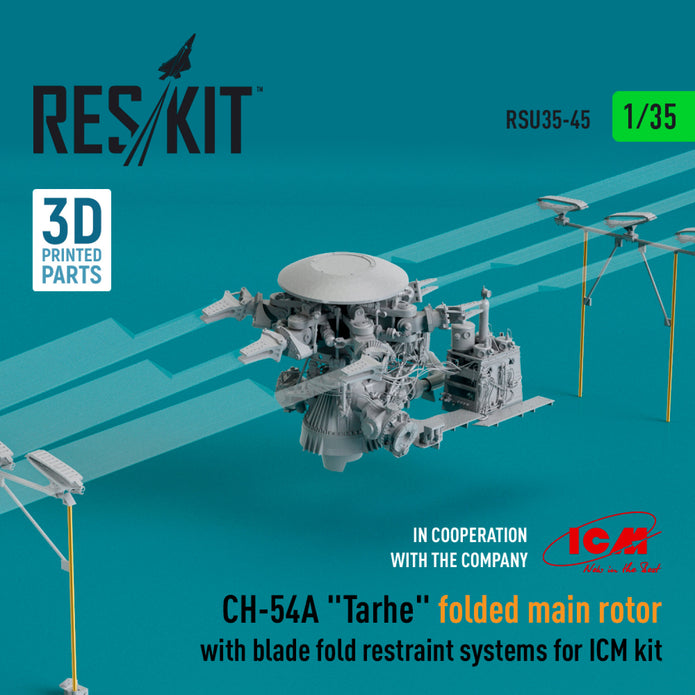 Sikorsky CH-54A Tarhe folded Main Rotor with blade fold restraint systems for ICM kit (3D Printed) Scale 1:35 ResKit RSU35-0045 for Helicopters Model Kit
