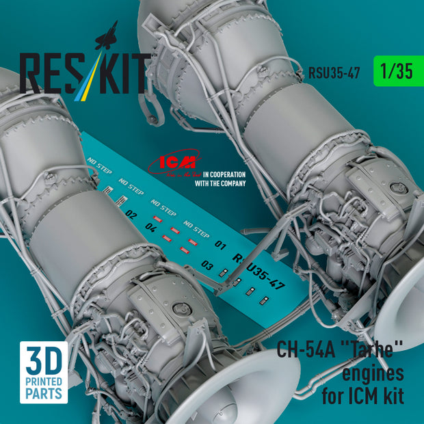 Sikorsky CH-54A Tarhe Engines for ICM kit (3D Printed) Scale 1:35 ResKit RSU35-0047 for Helicopters Model Kit