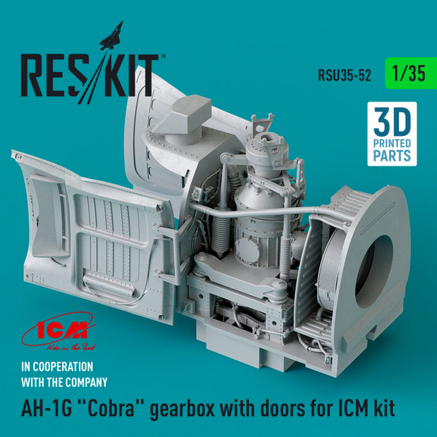 Bell AH-1G Cobra Gearbox with Doors for ICM kit (3D Printed) Scale 1:35 ResKit RSU35-0052 for Helicopters Model Kit