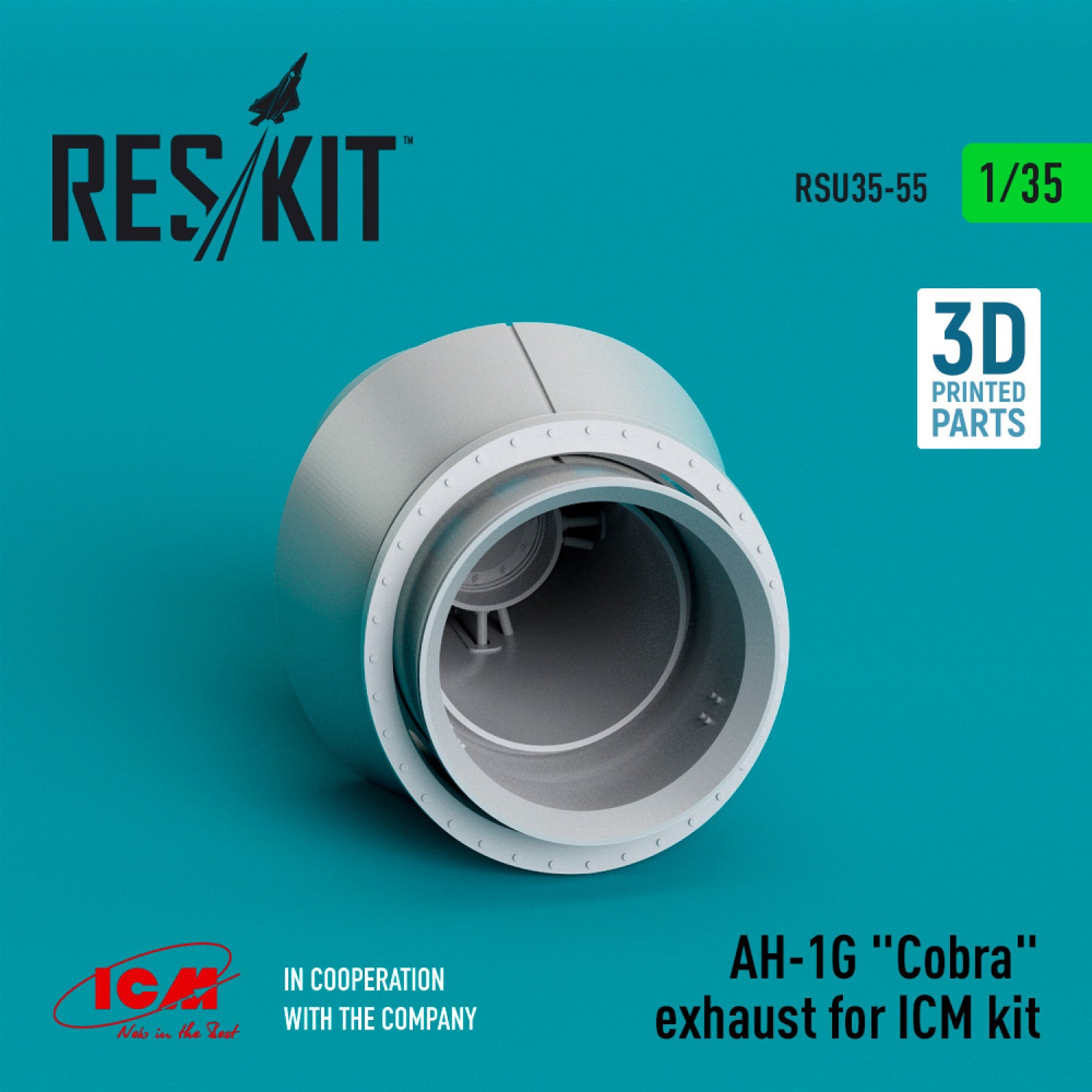 Bell AH-1G Cobra Exhaust for ICM kit (3D Printed) Scale 1:35 ResKit RSU35-0055