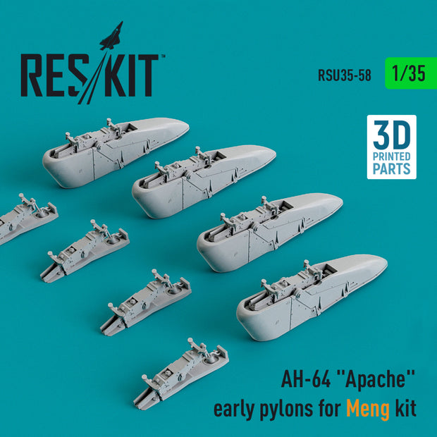 AH-64 Apache early Pylons for Meng kit (3D Printed) Scale 1:35 ResKit RSU35-0058 for Helicopters Model Kit