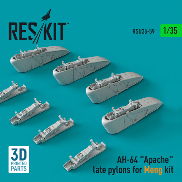 AH-64 Apache late Pylons for Meng kit (3D Printed) Scale 1:35 ResKit RSU35-0059 for Helicopters Model Kit